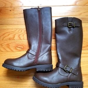 Brand new. Never worn. Girls Kenneth Cole Reaction Brown Riding Boots. Size 1.